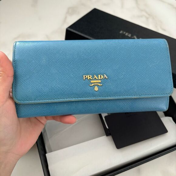 Prada Milano 2in1 Blue Long Wallet with Authenticity Card and Box - Picture 4 of 15
